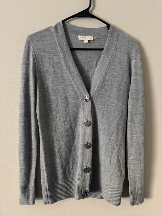 Tory Burch Sweaters - Tory Burch Gray 100% Merino Wool Long Sleeve Button Cardigan Sweater Size Small